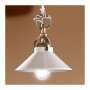 Lustre suspension avec abat-jour vintage rétro en céramique lisse blanc brillant - Ø 18,5 cm