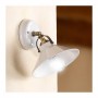 Applique lampada da parete ad 1 luce con paralume in ceramica bianca liscia retrò vintage – Ø 18.5 cm