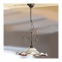 1-light iron pendant lamp with wavy ceramic plate and floral decoration – Ø 41 cm