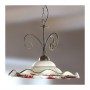 Lampada a sospensione in ferro a 1 luce con piatto in ceramica ondulata e decoro floreale – Ø 41 cm