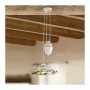 Lustre coulissant avec contrepoids et abat-jour en céramique à décor floral rustique vintage - Ø 41 cm