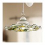 Sliding chandelier with counterweight and ceramic lampshade with vintage rustic floral decoration - Ø 41 cm