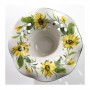 Lustre coulissant avec contrepoids et abat-jour en céramique à décor floral rustique vintage - Ø 41 cm