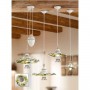 Sliding chandelier with counterweight and ceramic lampshade with vintage rustic floral decoration - Ø 41 cm