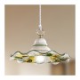 Lampadario a sospensione con paralume in ceramica ondulata e decoro floreale rustico country – Ø 32 cm