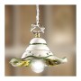 Lustre suspension avec abat-jour ondulé en céramique et décoration florale rétro vintage - Ø 18 cm