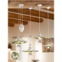 Lustre suspension avec abat-jour ondulé en céramique et décoration florale rétro vintage - Ø 18 cm