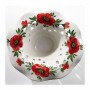 Lampadario a sospensione con paralume in ceramica ondulata con decoro floreale vintage rustico – Ø 41 cm