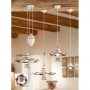 Pendant chandelier with wavy ceramic lampshade with rustic vintage floral decoration - Ø 41 cm