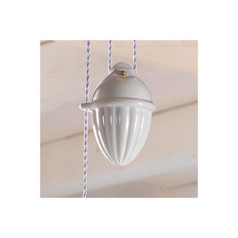 Chandelier ups and downs with counter weight and lamp shade are ceramic