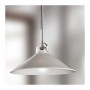 Suspension en laiton chromé avec plaque abat-jour en céramique lisse blanc brillant – Ø 35 cm