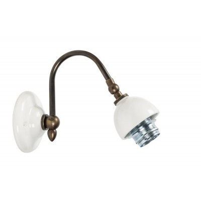 Wall lamp in brass and white ceramic
