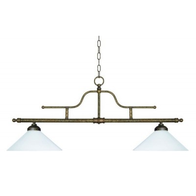 2-Licht-Kronleuchter aus brüniertem Messing im rustikalen Vintage-Stil