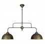 Height-adjustable 2-light chandelier in burnished brass, rustic vintage style
