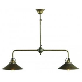 Lustre vintage en laiton antique 2 lumières 90 cm