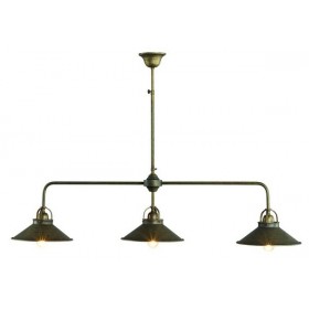 Lampadario ad altezza regolabile 3 luci in ottone brunito stile vintage rustico