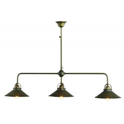 Lámpara de araña regulable en altura de 3 luces de latón bruñido, estilo rústico vintage