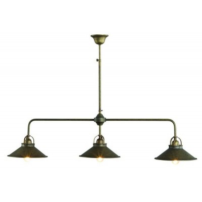 Lustre 3 lumières réglable en hauteur en laiton bruni, style rustique vintage
