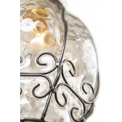 Lampada LUCERNA VENEZIANA in vetro Soffiato con gabietta in ferro ACQUAMARINA 