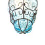 Venezianische Wandlaterne aus blauem mundgeblasenem Glas in einem Eisenkäfig