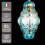 Lanterna Veneziana da muro azzurra vetro soffiato in gabbia di ferro