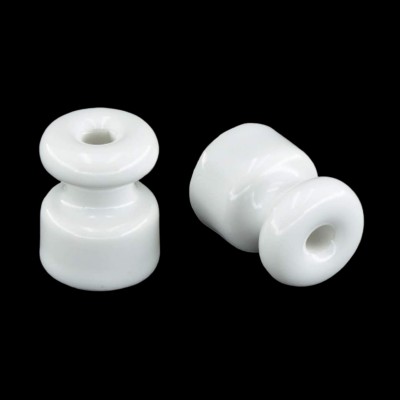 White porcelain insulators for braided cables for exposed electrical systems ø 18mm