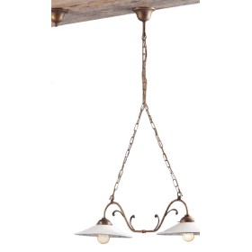 Lampada a bilanciere in ottone con 2 piatti in ceramica – Ø 80 cm