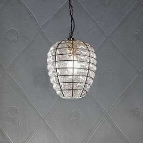 Lampadario a sospensione a forma di Alveare in vetro veneziano