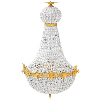 Lámpara de araña globo aerostática de 6 luces de estilo barroco en bronce y cristales