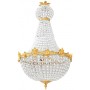 Lustre montgolfière de style baroque à 6 lumières en bronze et cristaux