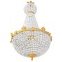 Lustre montgolfière de style baroque à 6 lumières en bronze et cristaux