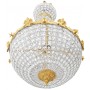 Lustre montgolfière de style baroque à 6 lumières en bronze et cristaux