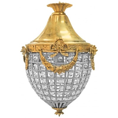Baroque style 3-light bronze and crystal chandelier