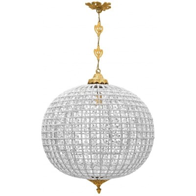 Lustre sphère en bronze et cristal de style baroque à 6 lumières