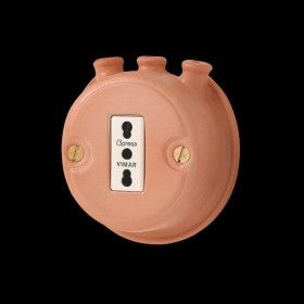 Prise électrique en terre cuite avec 3 prises de style rustique vintage