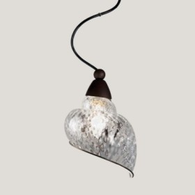 Lampadario in sospensione a chiocciola in vetro veneziano