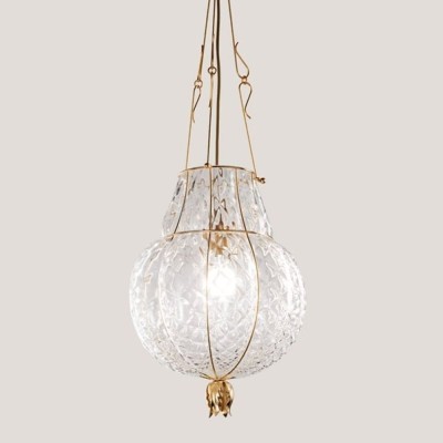 Lustre à suspension aux lignes sinueuses en verre soufflé vénitien