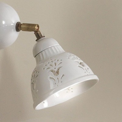 Rustic wall lamp applique in white glazed ceramic Ø 13