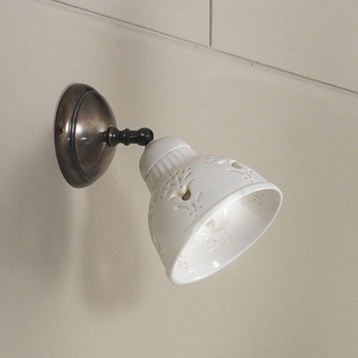 Rustic wall lamp in white glazed ceramic Ø 13