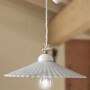 Suspension lamp with counterweight in white glazed ceramic Ø 37 cm
