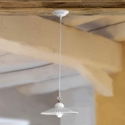 Lampe de style rustique en céramique émaillée blanche Ø 28 cm