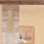 Lampadario a sospensione in ceramica bianca smaltata e finiture anticate Ø 32 cm