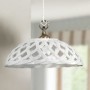 Lampadario a sospensione in ceramica bianca smaltata e finiture anticate Ø 32 cm