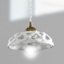 Lampada a sospensione con finitura anticata in ceramica smaltata bianca Ø 17 cm