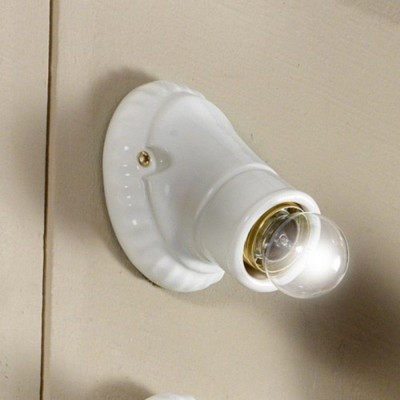Rustic style wall lamp in white ceramic Ø 10 cm