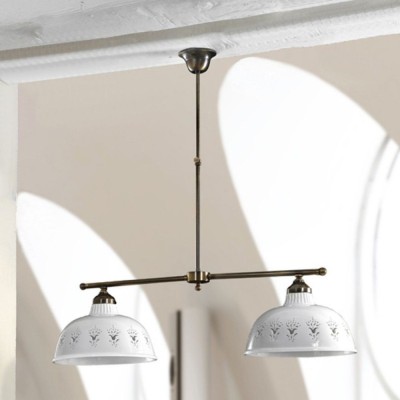Lampada da soffitto rustica a due bracci regolabili in ceramica smaltata Ø 30 cm