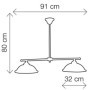 Kronleuchter aus weiß glasierter Keramik mit verstellbarer Aufhängung Ø 32 cm