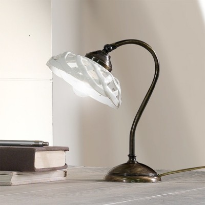 Lámpara de mesa rústica en cerámica blanca Ø 17 cm