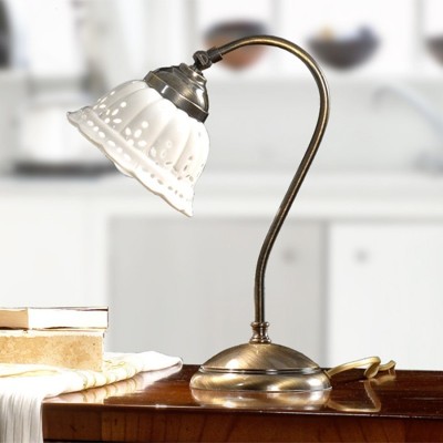 Lampada da tavolo in ceramica bianca stile rustico Ø 14 cm