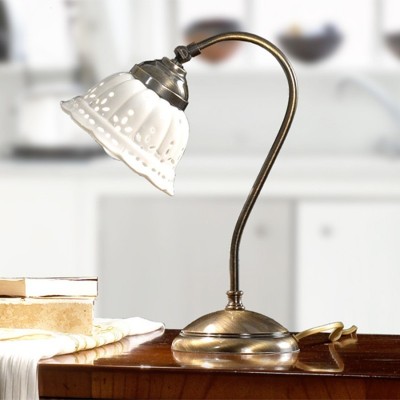 Tischlampe aus weißer Keramik im rustikalen Stil, Ø 14 cm